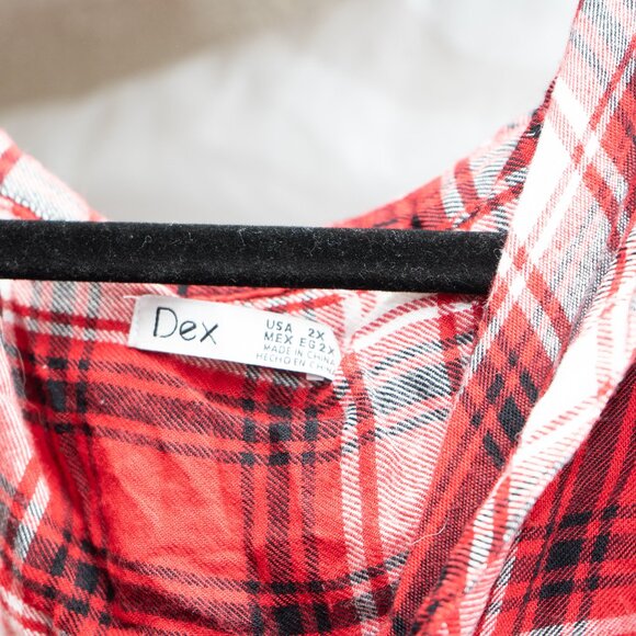 Dex Size 2x Plaid long sleeve dress - red, white and black - Picture 3 of 3